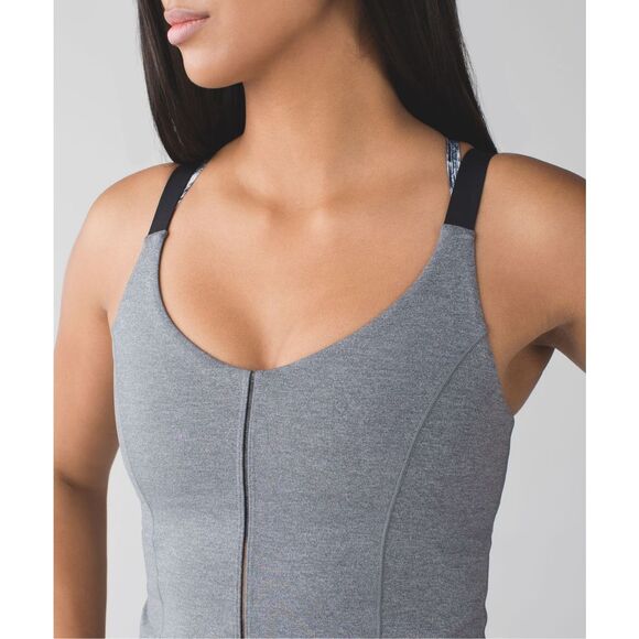 Lululemon Hot To Street Tank top Heathered Slate strappy back size 4 new - Picture 5 of 13